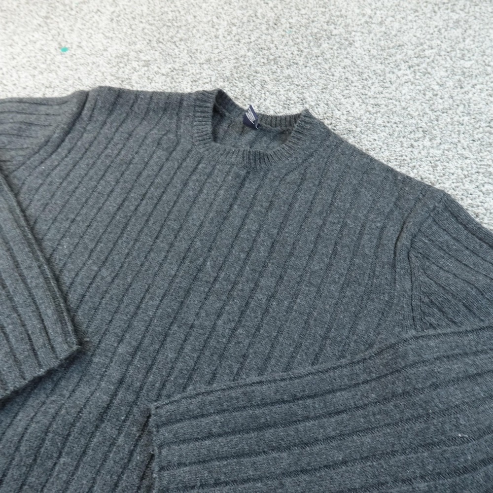 VTG Gap Sweater Mens XL Gray Lambswool Ribbed Knit Crewneck Heavy Pullover Y2K